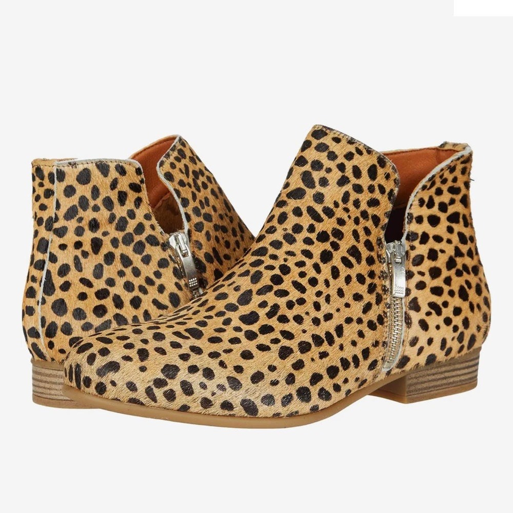 Eric Michael Lynx Women's Boots Tan Animal Print Leather Upper Size 36 US Size 7